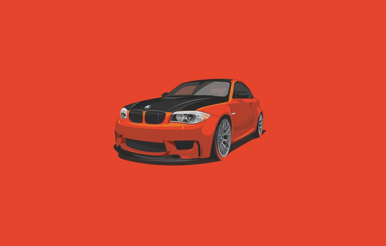 Photo wallpaper BMW, Orange, Car, Minimalistic