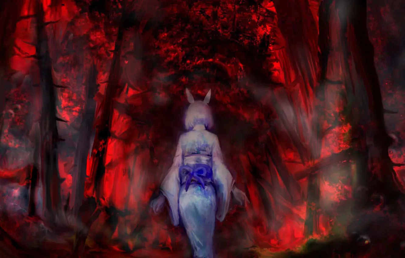 Photo wallpaper forest, girl, ears