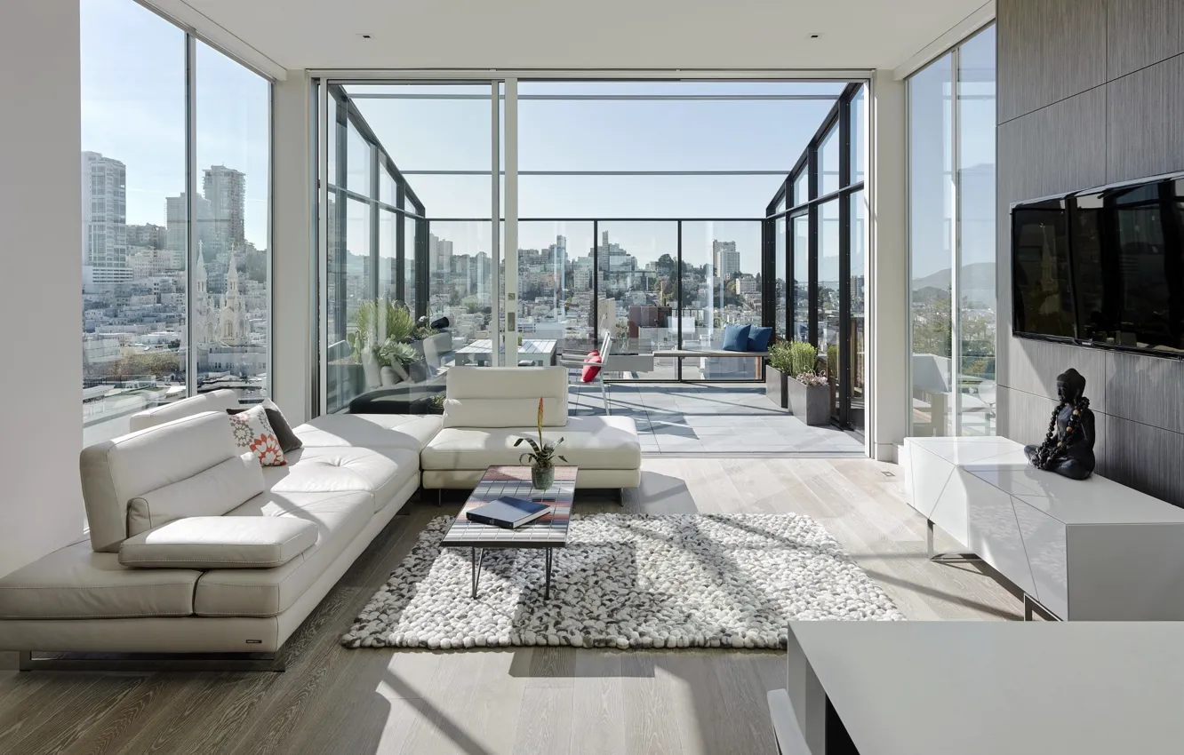 Photo wallpaper interior, penthouse, living room, dining room, Telegraph Hill