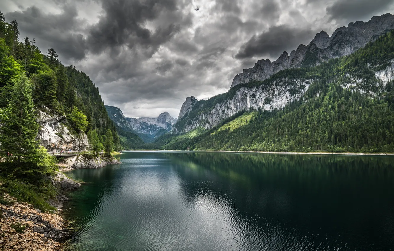 Photo wallpaper forest, the sky, mountains, nature, lake, Austrian Alps