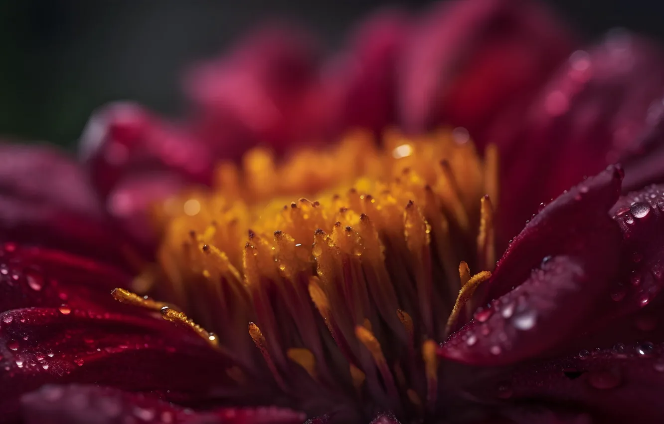 Photo wallpaper drops, macro, flowers, rendering, petals, art, pink, digital art