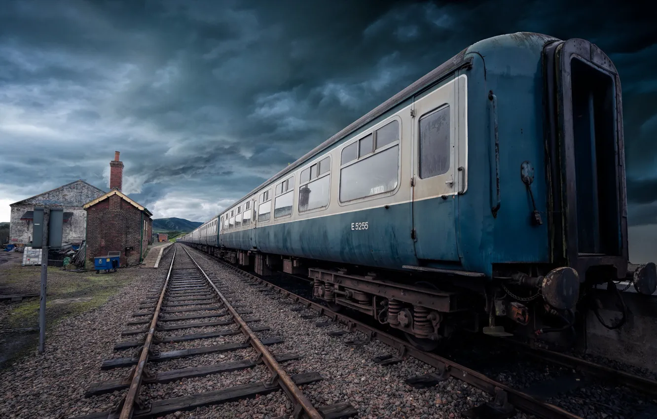 Photo wallpaper the sky, train, railroad