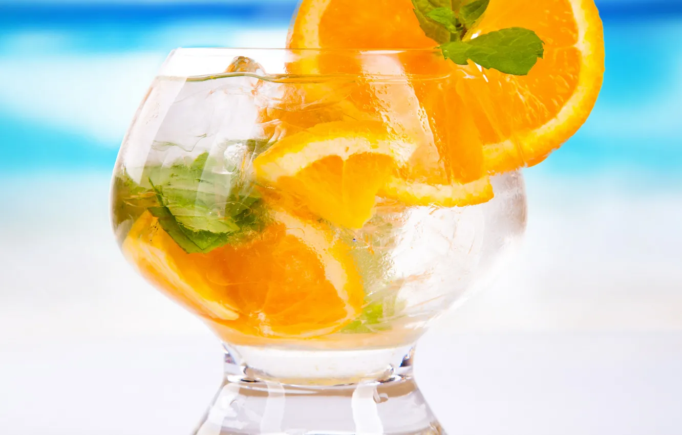 Photo wallpaper summer, beach, fresh, fruit, orange, drink, cocktail, tropical