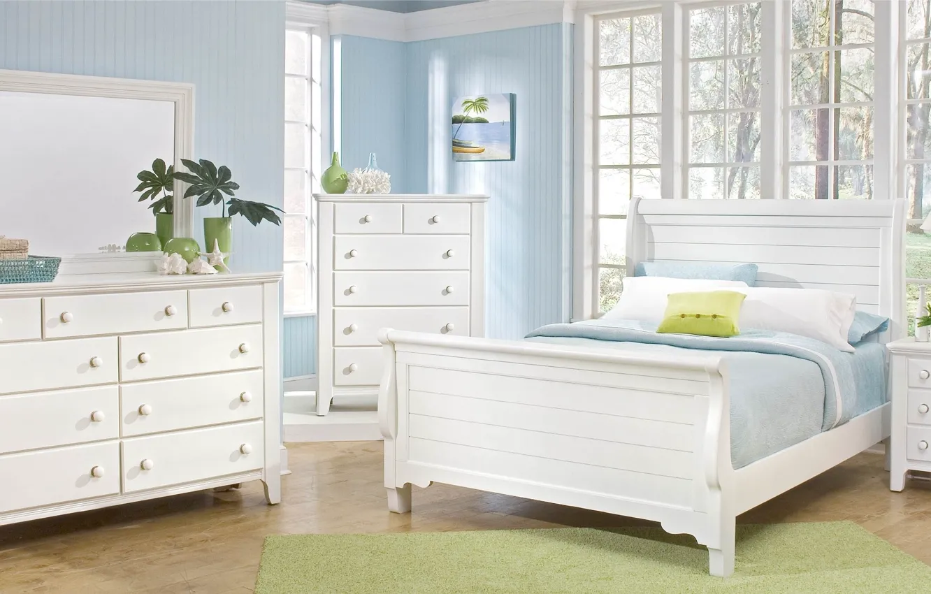 Photo wallpaper bed, interior, pillow, table, bedroom