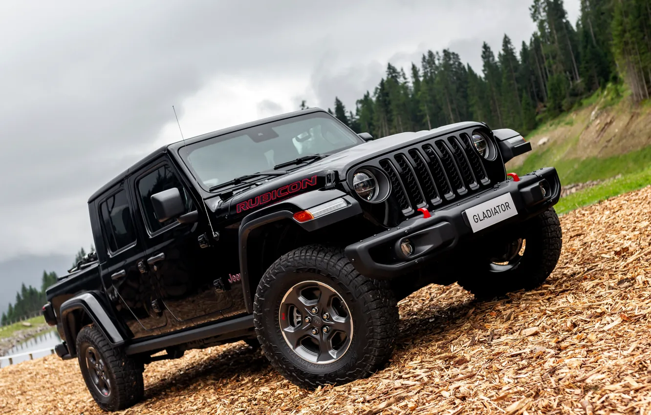 Photo wallpaper black, SUV, pickup, Gladiator, 4x4, chips, Jeep, Rubicon