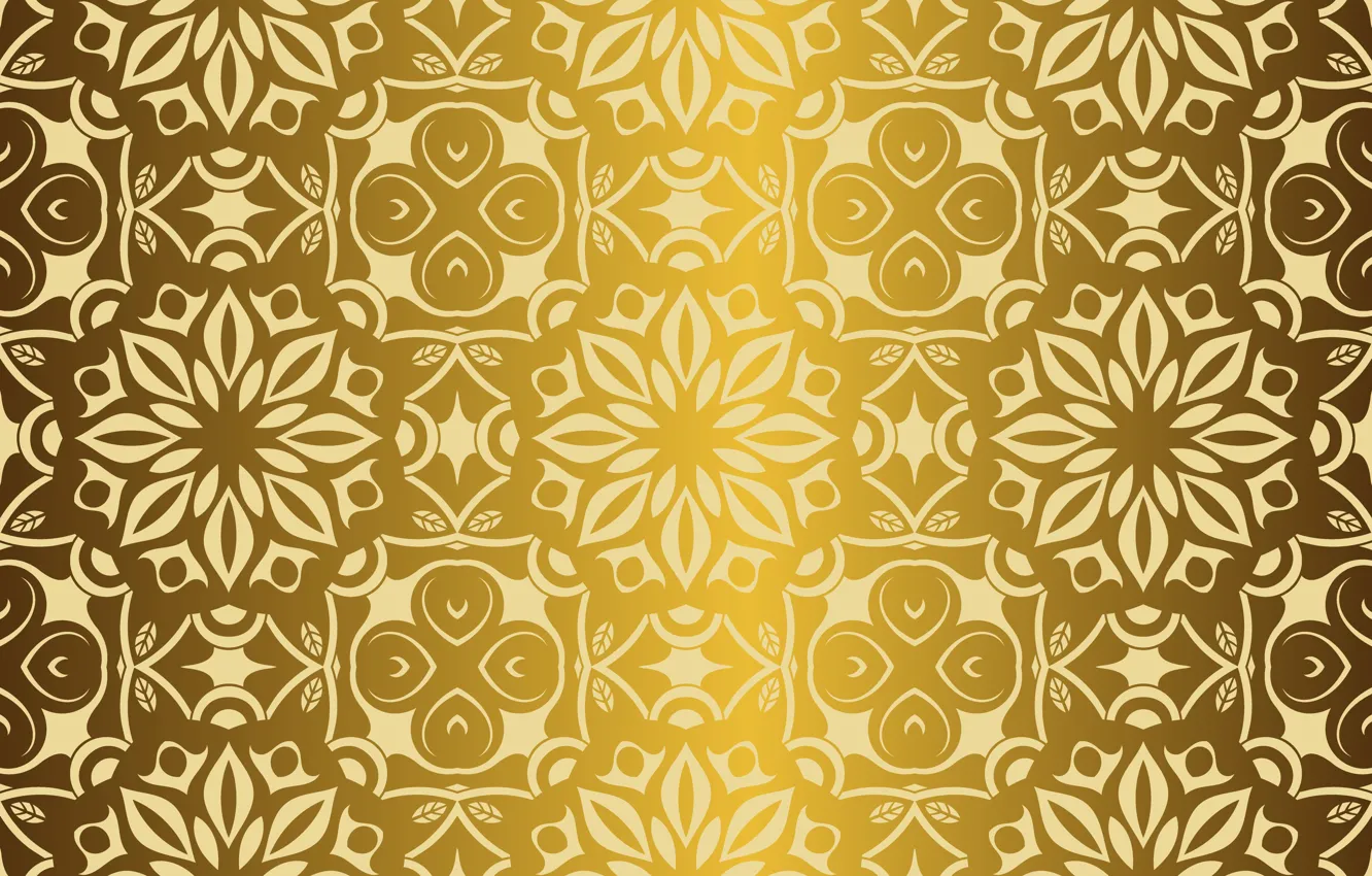Photo wallpaper gold, pattern, ornament, vintage, seamless