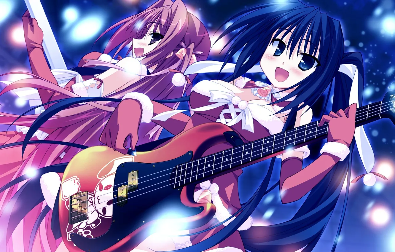 Photo wallpaper girl, snow, guitar, art, gloves, izumi kyouka, natsume otona, hinata mutsuki