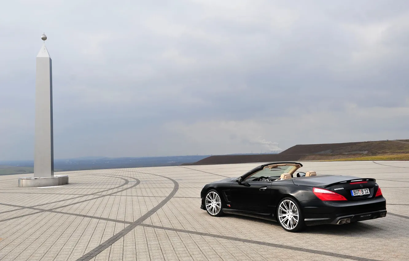 Photo wallpaper machine, overcast, black, Mercedes-Benz, convertible, Brabus, Mercedes, AMG