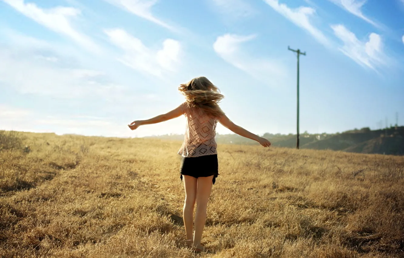 Photo wallpaper field, the sky, clouds, blonde