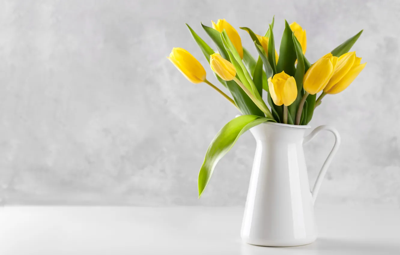 Photo wallpaper bouquet, yellow, tulips