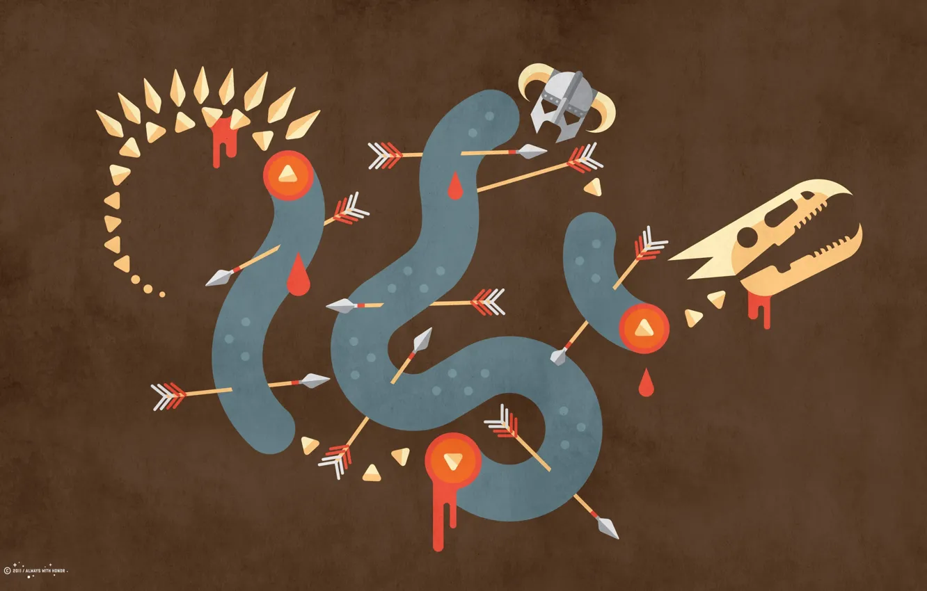 Photo wallpaper paper, dragon, figure, texture, helmet, arrows, Skyrim, The Elder Scrolls