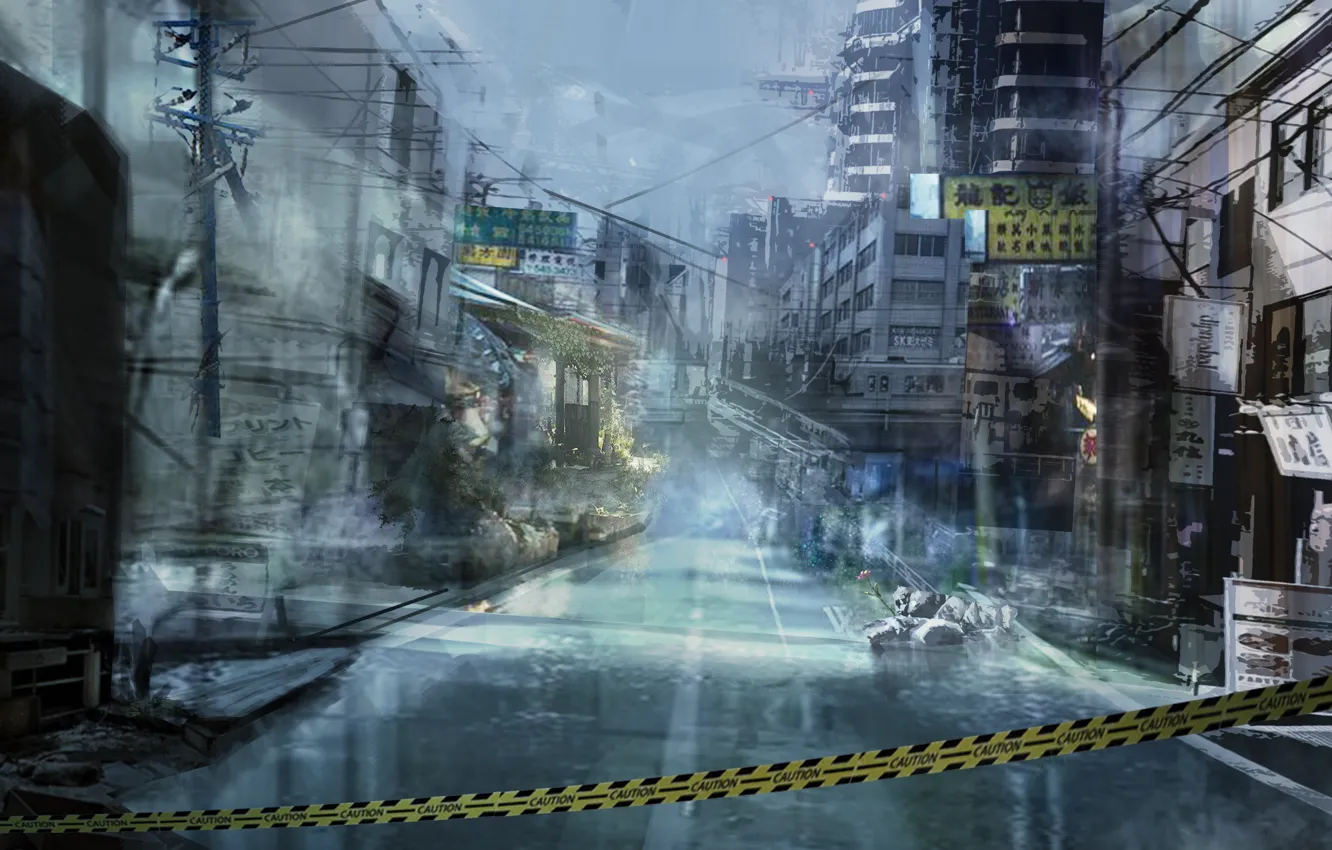 Photo wallpaper the city, tape, ruins