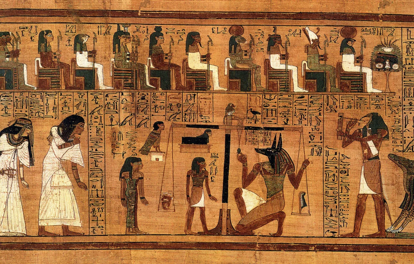 Photo wallpaper drawing, writing, parchment, hieroglyphics, Ancient Egypt, secret art