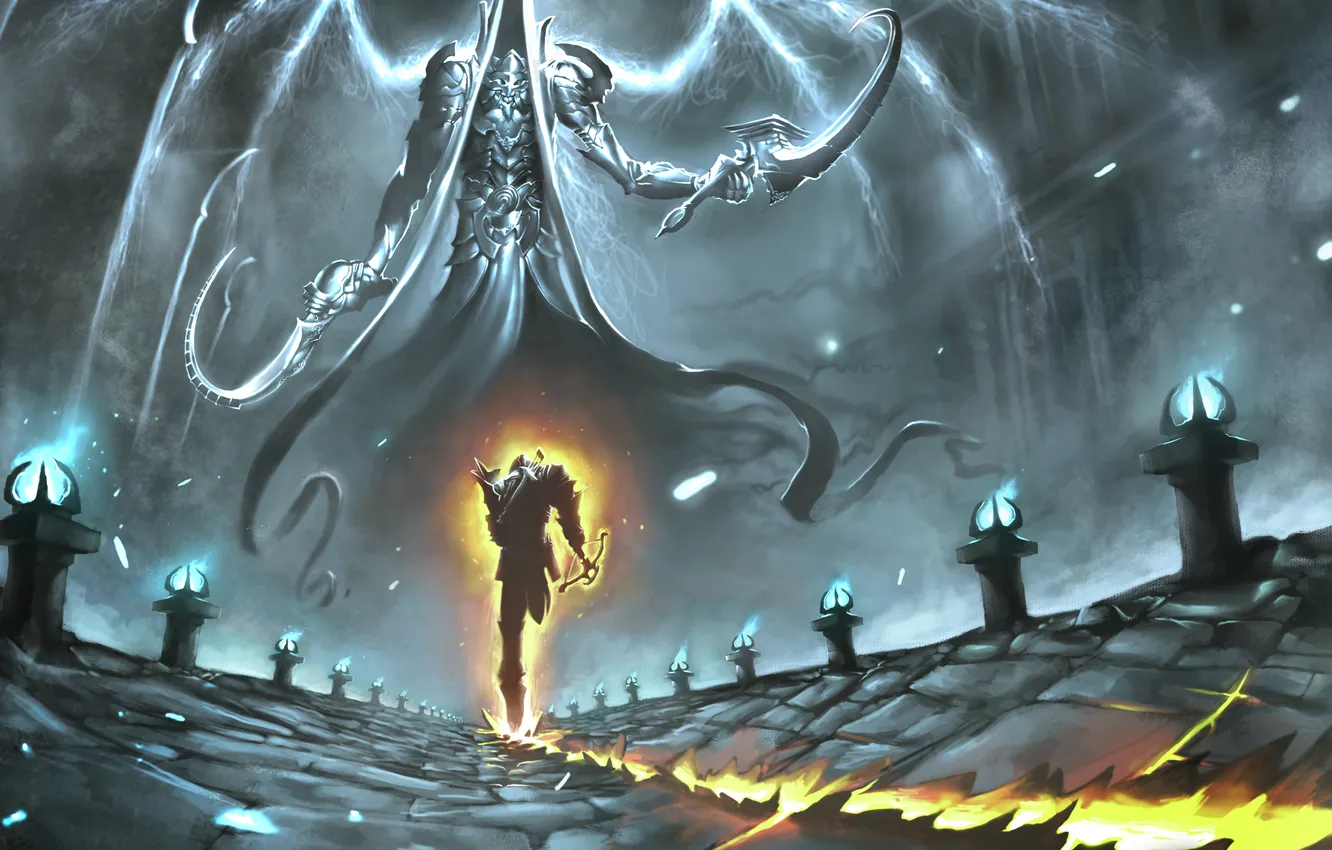 Photo wallpaper traces, art, running, Diablo III, Reaper, Reaper of Souls, Malthael