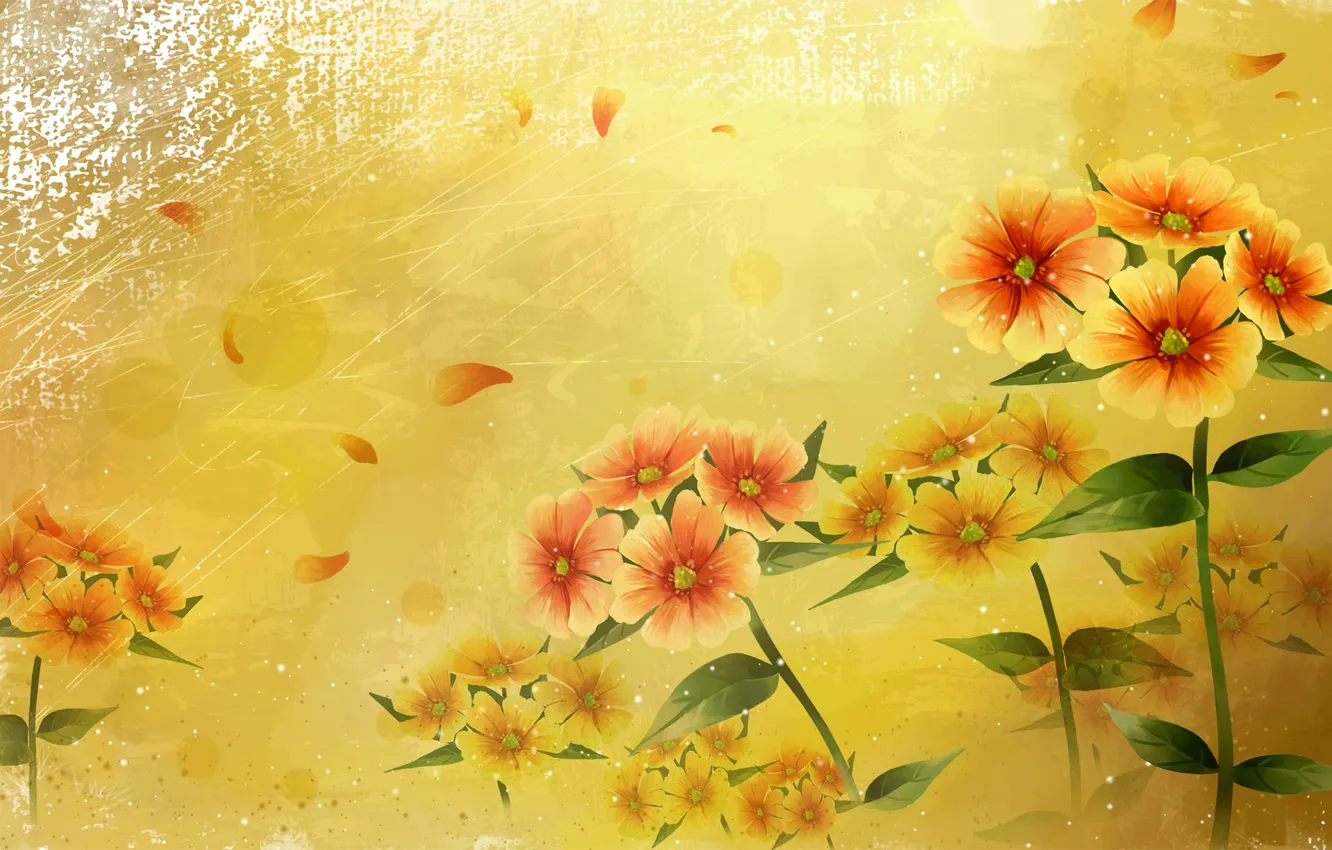 Photo wallpaper vector, texture, petals, stem, postcard