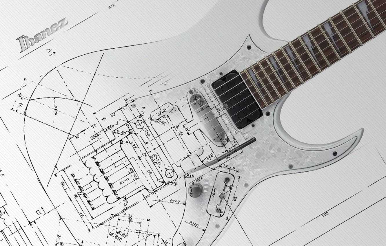 Photo wallpaper plan, drawing, diagram, electric guitar