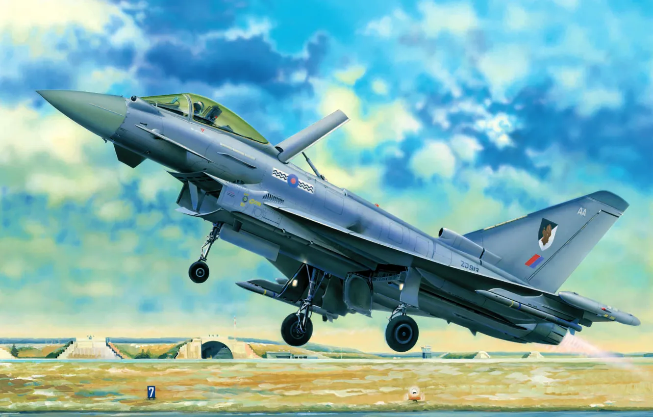 Photo wallpaper art, airplane, painting, aviation, jet, Eurofighter Typhoon