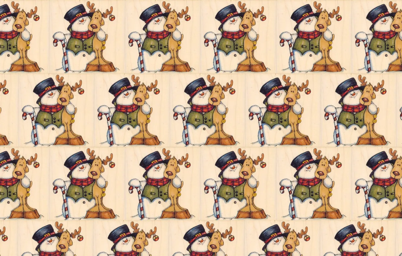 Photo wallpaper background, mood, holiday, new year, texture, deer, art, snowman