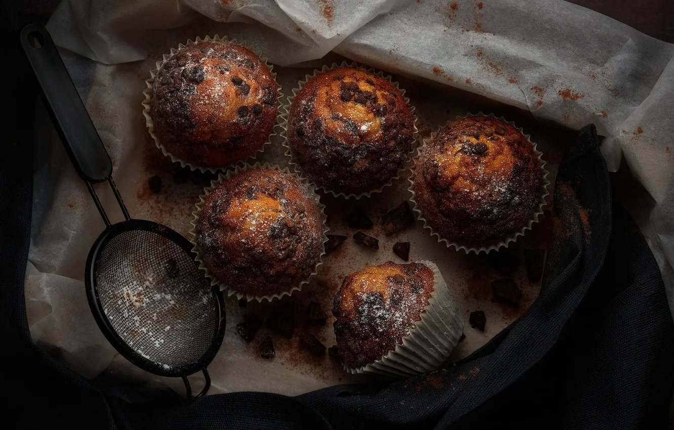 Photo wallpaper dessert, chocolate, cupcakes