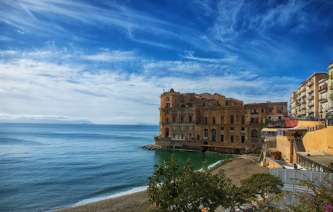 Photo wallpaper the sky, coast, Italy, Naples, The Palace Woman-Anna
