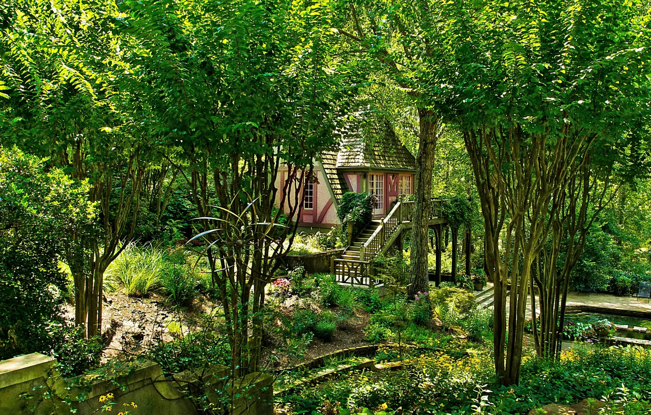 Photo wallpaper photo, Nature, Trees, Garden, USA, Ball Ground Gibbs Gardens