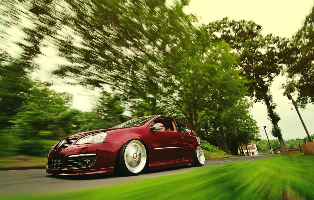 Photo wallpaper road, speed, GTI
