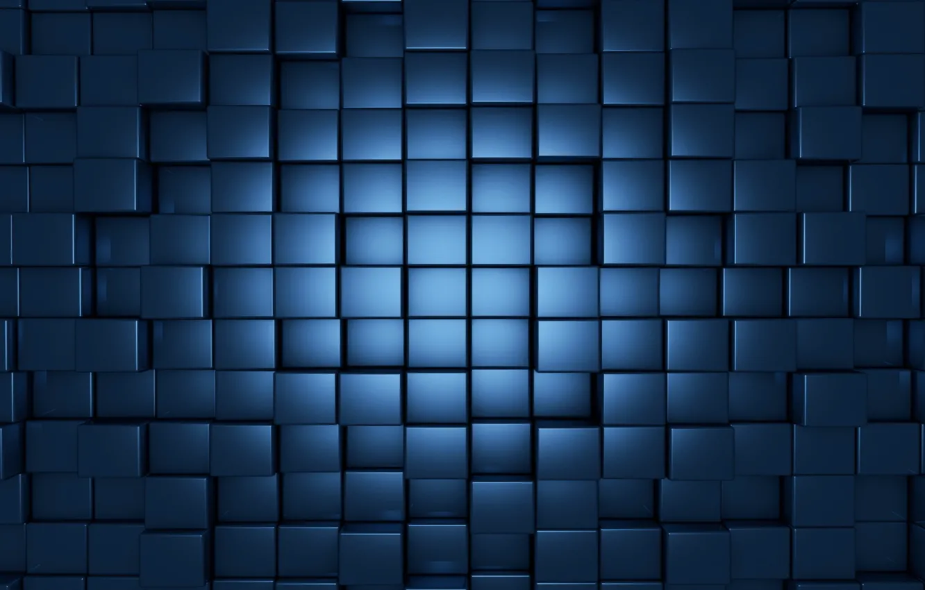 Photo wallpaper blue, Cuba, Shine, form, render, cube, deep blue