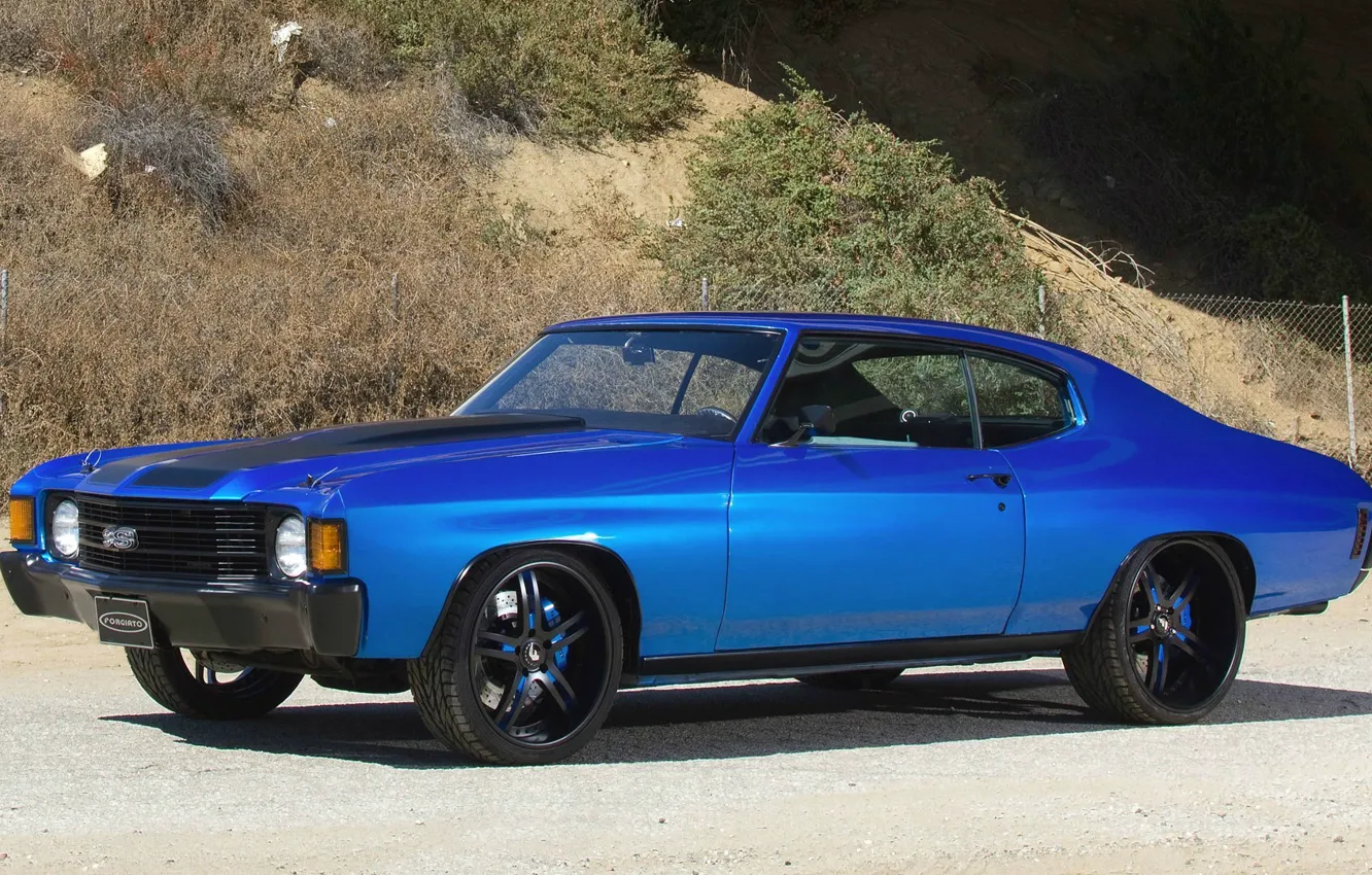 Photo wallpaper blue, tuning, muscle car, chevrolet, tuning, chevelle, muscle cer