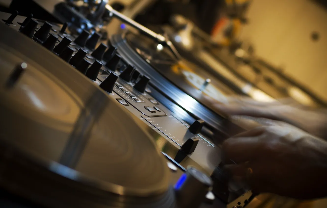 Photo wallpaper music, hands, sound, button, remote, vinyl, record, DJ
