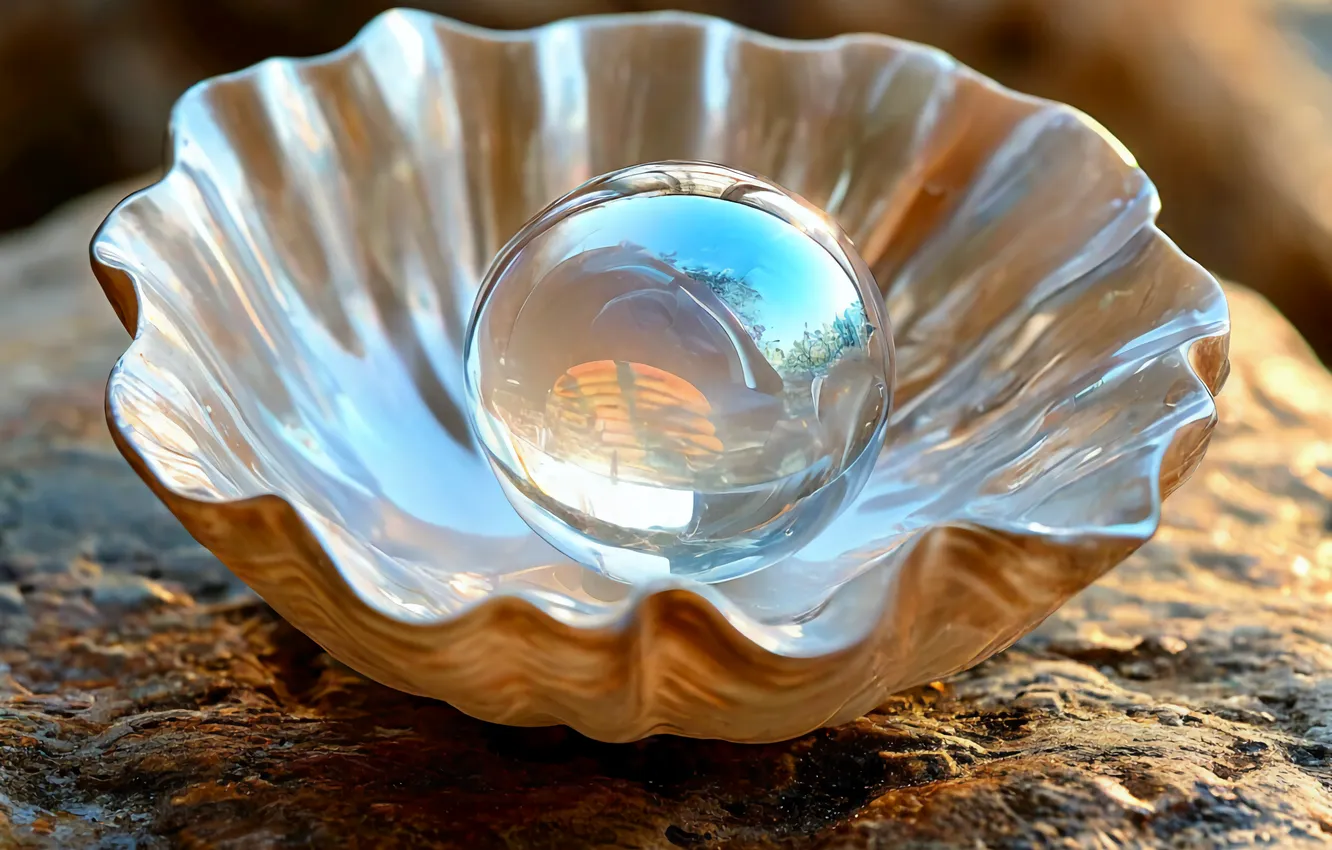 Photo wallpaper beautiful, pearl, shell, different, mother of pearl, shellfish