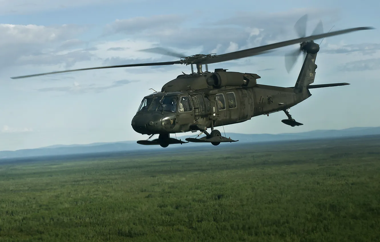 Photo wallpaper flight, helicopter, multipurpose, UH-60, Black Hawk, "Black Hawk"