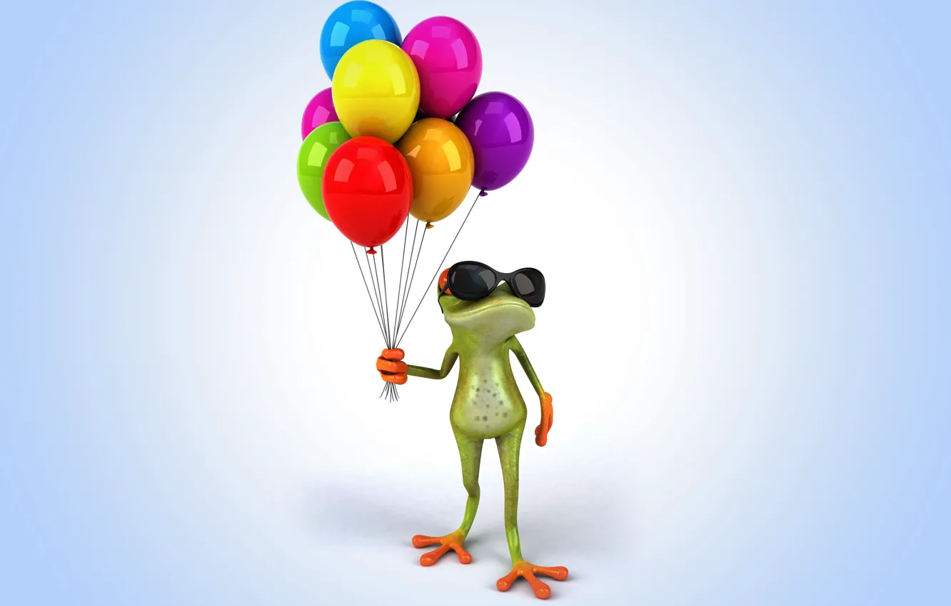 Photo wallpaper balloons, frog, frog, funny