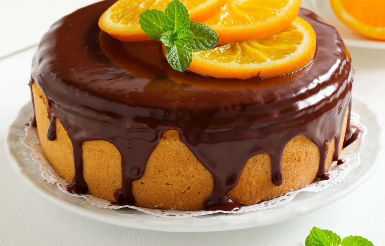 Photo wallpaper orange, chocolate, cake, cake, dessert, cakes, glaze, cupcakes