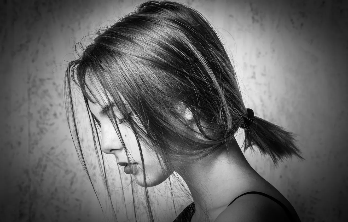 Photo wallpaper girl, black and white, monochrome, Dmitry Alexandrov