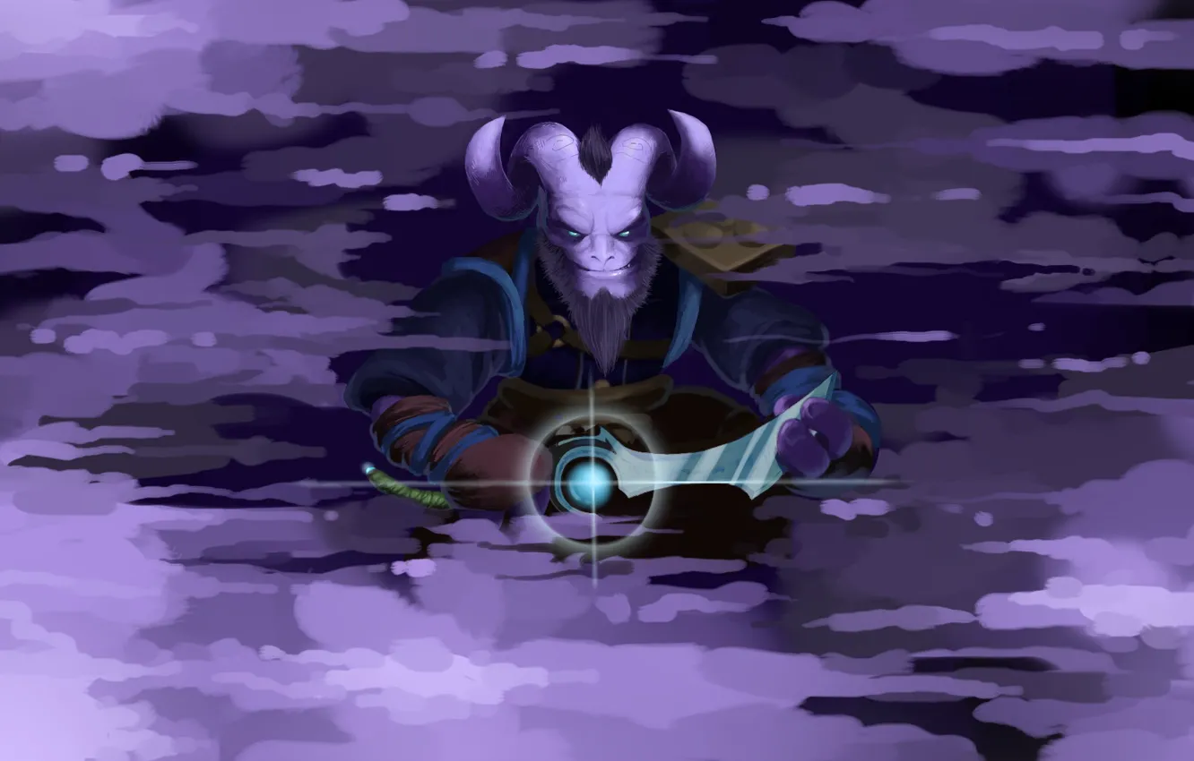 Photo wallpaper art, horns, dagger, dota 2, riki, Stealth Assassin, smoke bomb