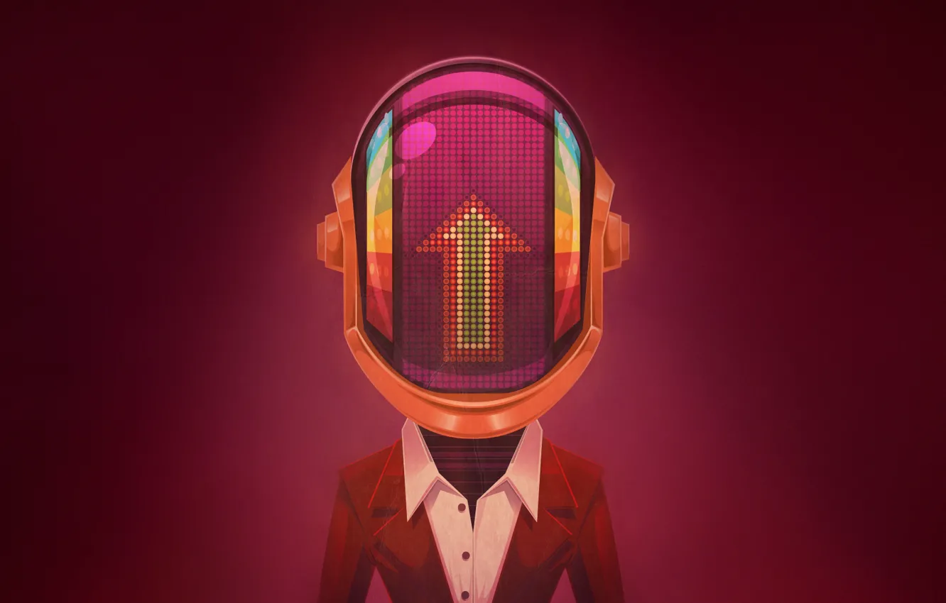 Photo wallpaper style, music, background, minimalism, mask, art, helmet, Daft Punk