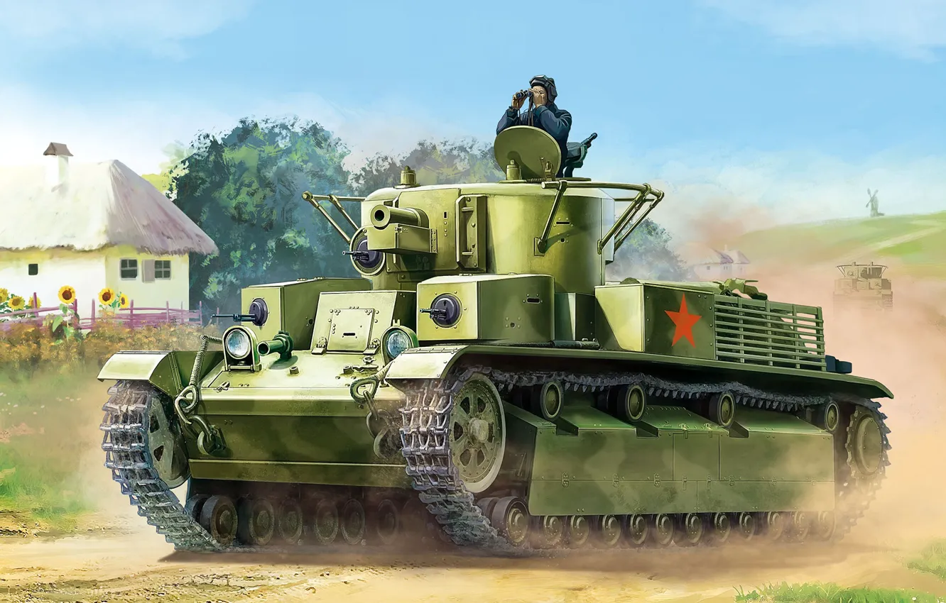 Photo wallpaper tank, USSR, Soviet, The red army, average, The Red Army, tankers, T-28