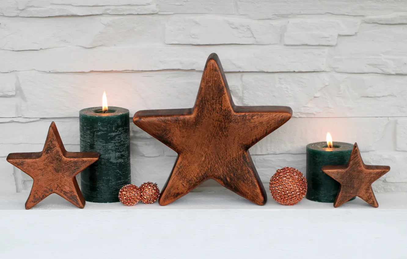 Photo wallpaper balls, new year, candles, Christmas, merry christmas, Xmas, decoration, holiday celebration