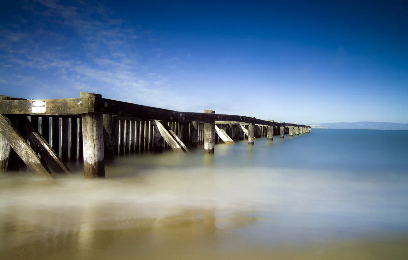 Photo wallpaper sea, landscape, bridge