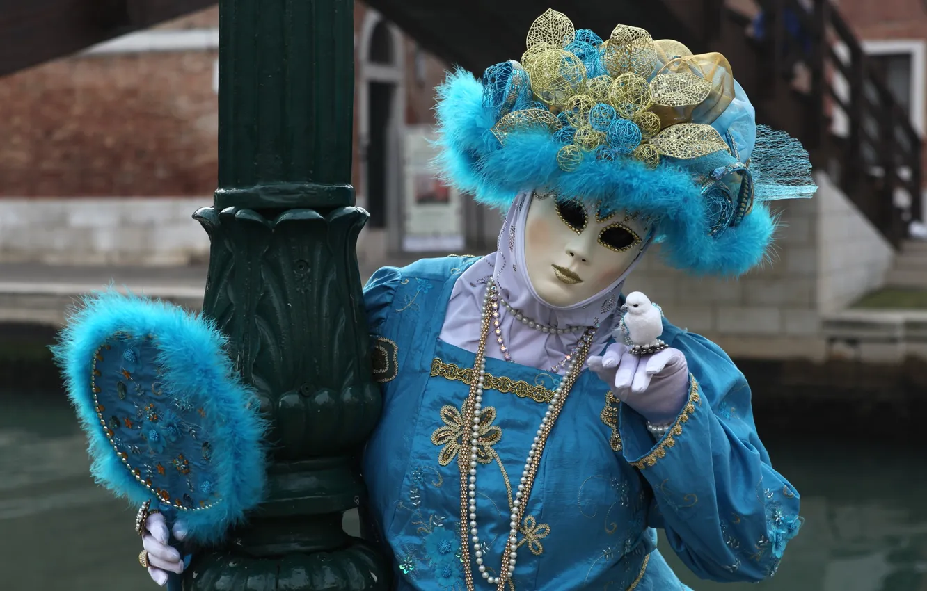 Photo wallpaper mask, costume, Venice, outfit, carnival, lady