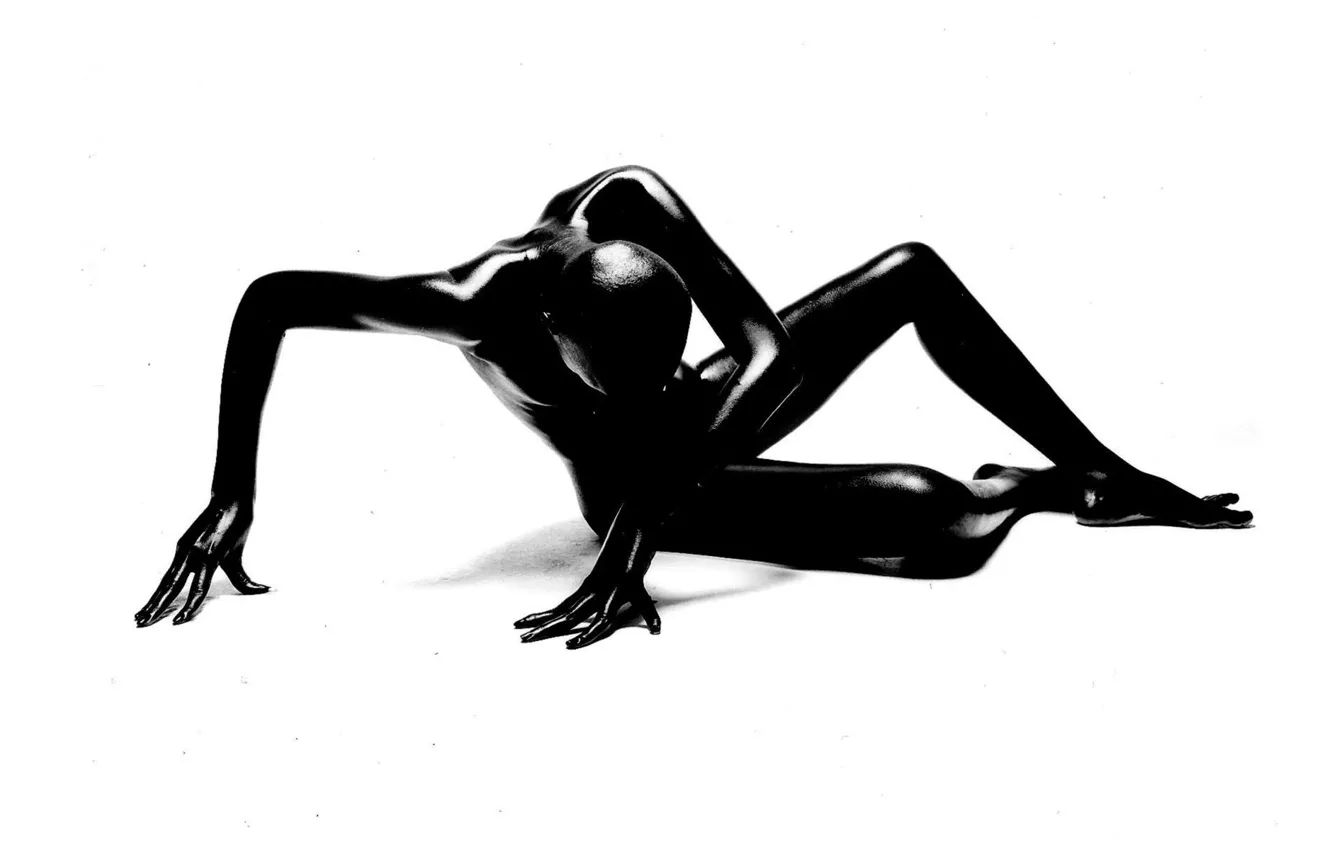 Photo wallpaper white, creative, background, black, body, silhouette