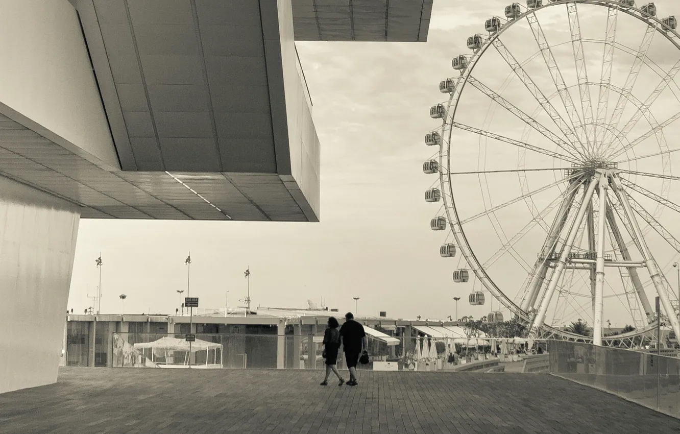 Photo wallpaper couple, architecture, Ferris Wheel