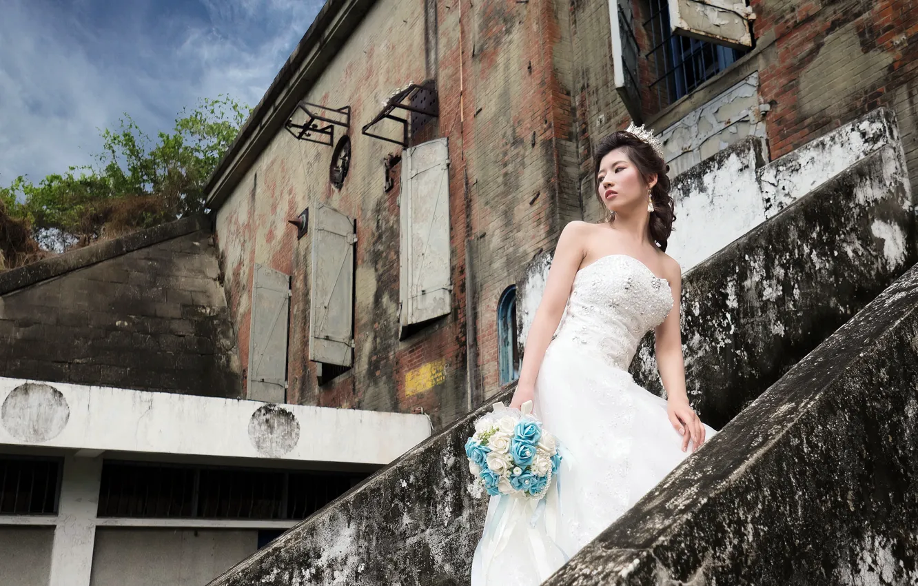 Photo wallpaper girl, Asian, the bride