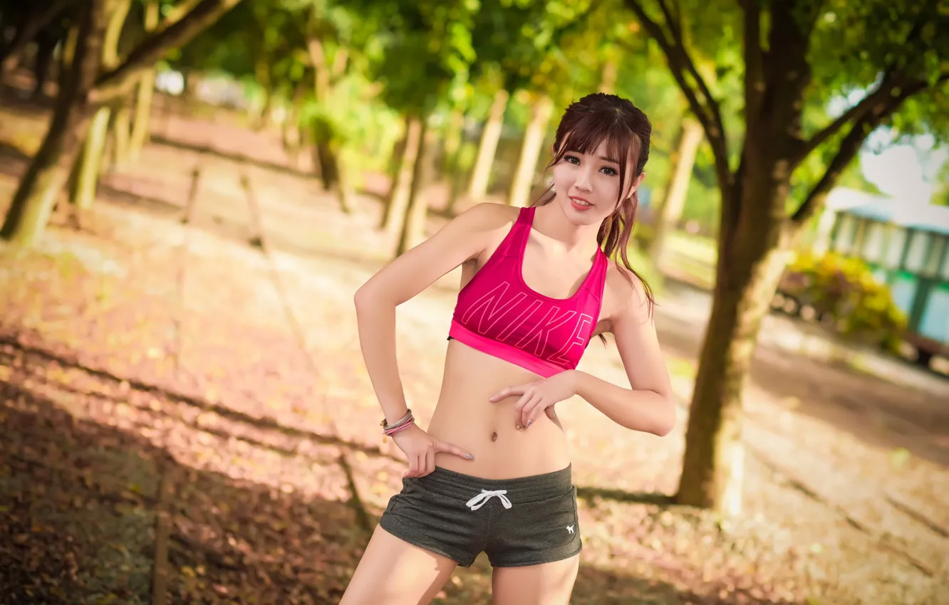 Photo wallpaper girl, sport, costume, walk, hobby