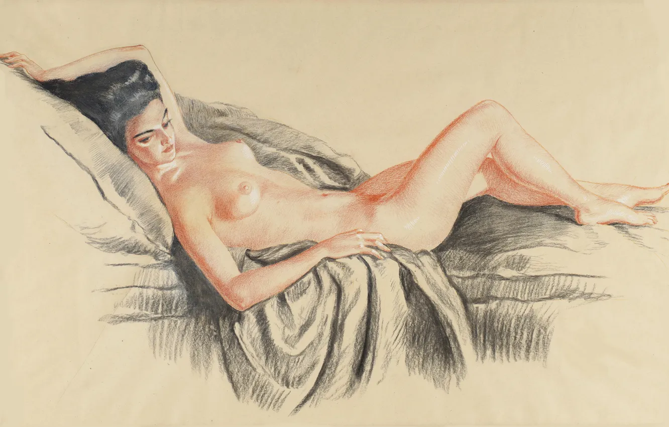 Photo wallpaper chest, girl, picture, naked, Austrian artist, Nude woman, Joseph Planck, Josef Plank