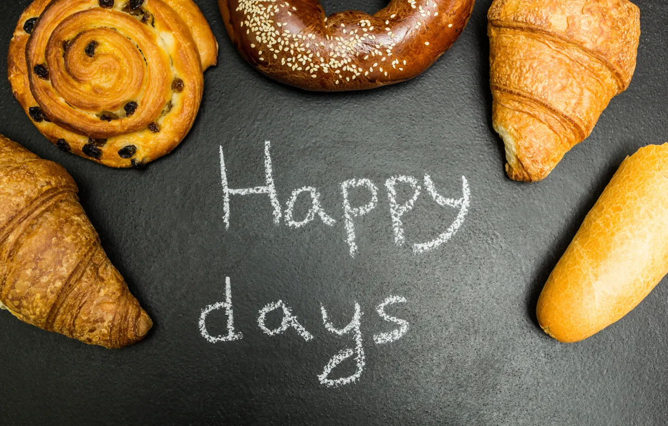 Photo wallpaper donuts, cakes, croissants, growing, happy days