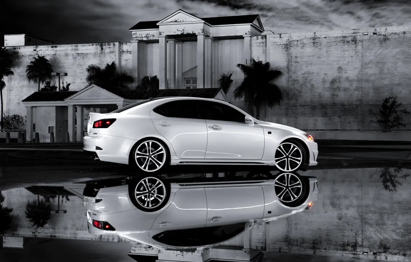 Photo wallpaper white, reflection, Lexus, Lexus, IS 350, b\W photo, F Sport
