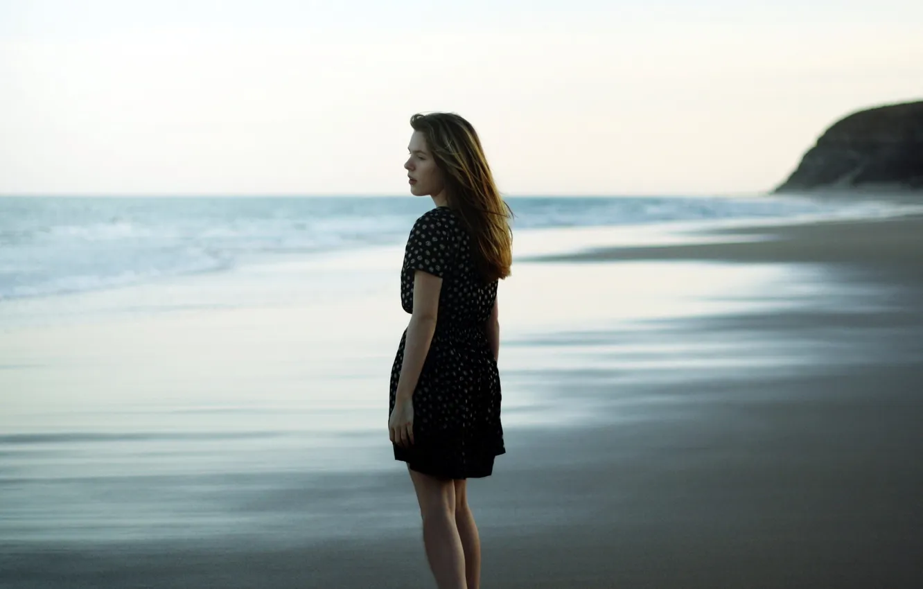 Photo wallpaper sea, girl, beauty