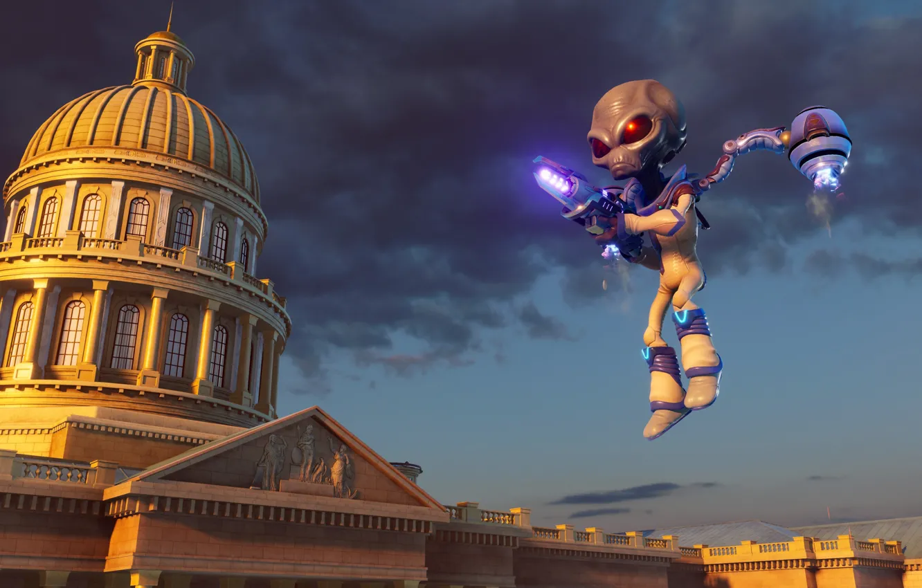Photo wallpaper weapons, building, being, Destroy All Humans, Destroy All Humans!