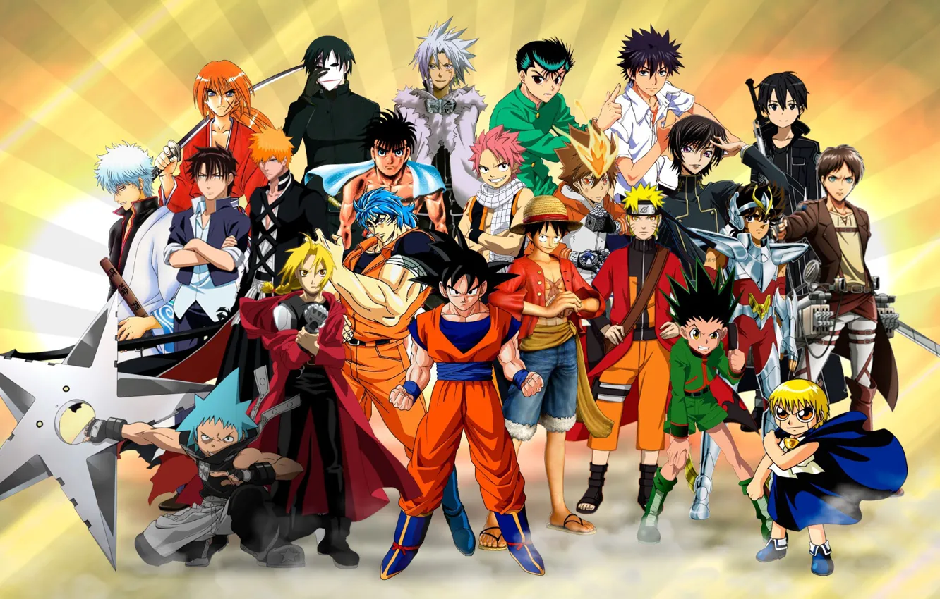 Photo wallpaper game, Naruto, One Piece, Code Geass, anime, crossover, ninja, asian